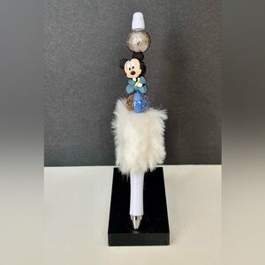 Beaded Pen Mickey Mouse White and Blue accents